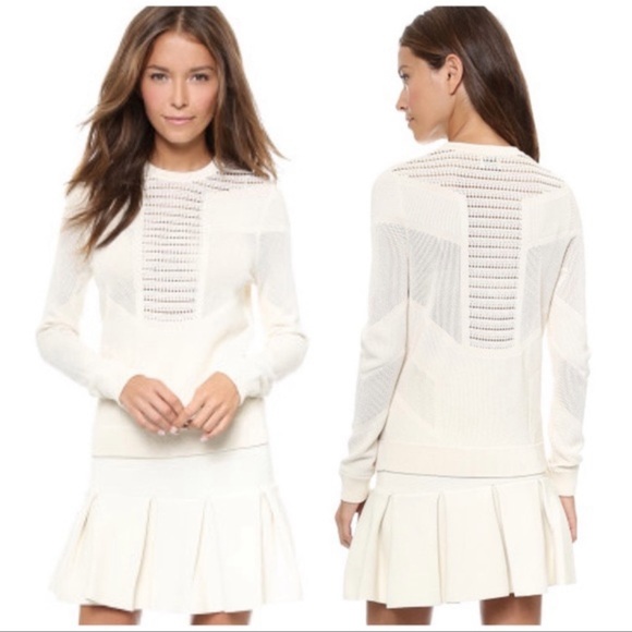 Torn by Ronny Kobo cut out perforated pin prick white Faige Sweater - Picture 2 of 8